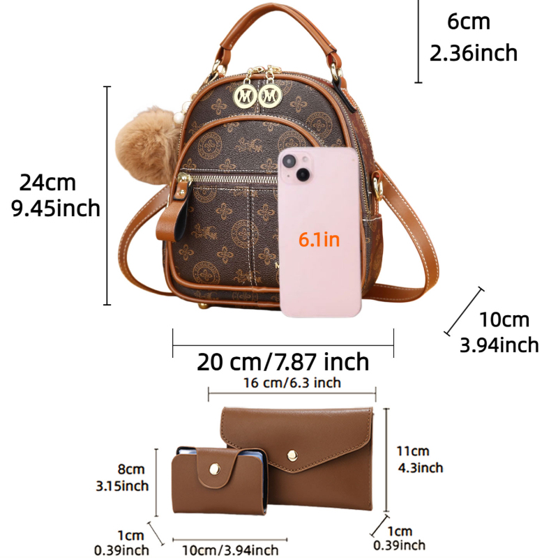 Set tas wanita 3-in-1, ransel  - Luxury Bags For Women ulasan dan harga